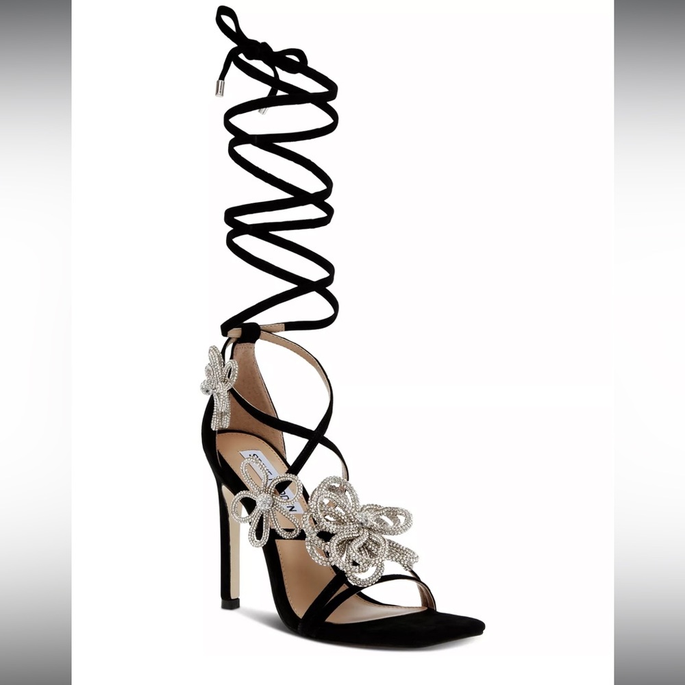 Steve Madden size 7 Women's Unleashed Flower Detailed Lace-Up Stiletto Sandals